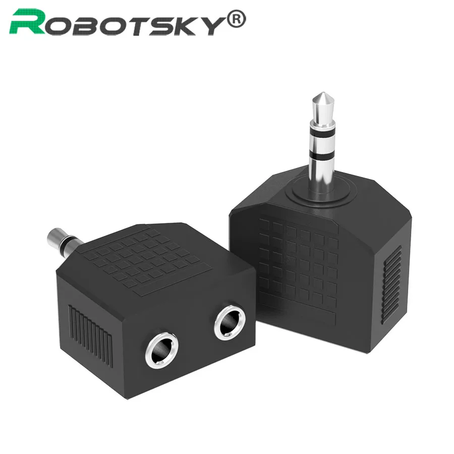 

2Pcs/lot 3.5mm Jack Audio Adapter 1 to 2 Double Earphone Headset Y Splitter Cable Cord Converter Plug For MP3 MP4 Phone Tablet