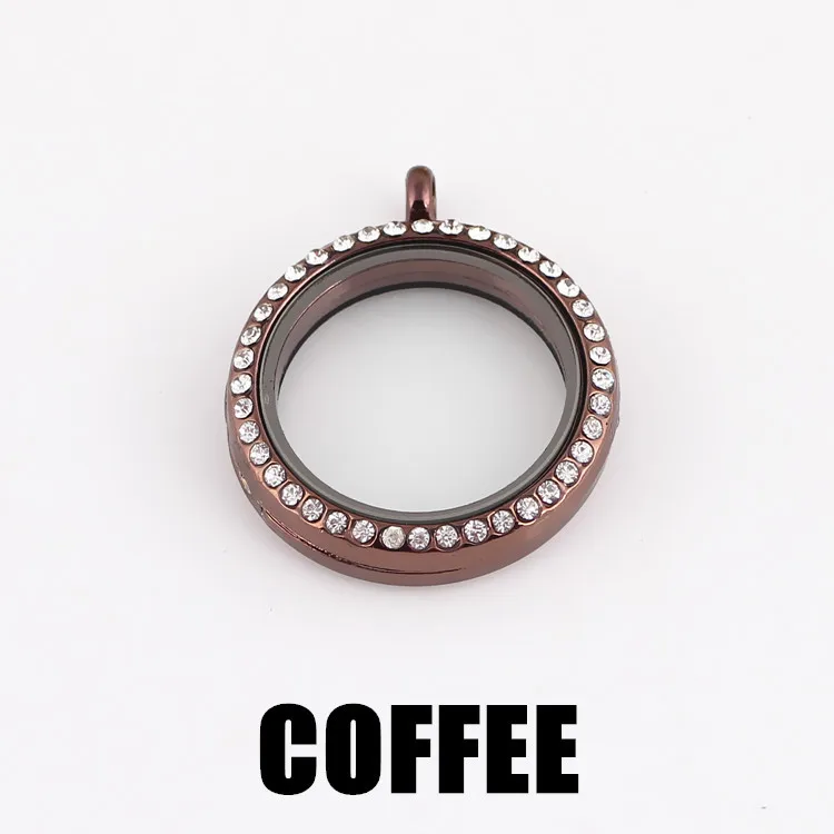 10 шт/партия Shuyani смешанные цвета 30 мм круглое магнитное стеклянное с крылышками Подвеска Медальон со стразами(цепи включены бесплатно - Окраска металла: Coffee