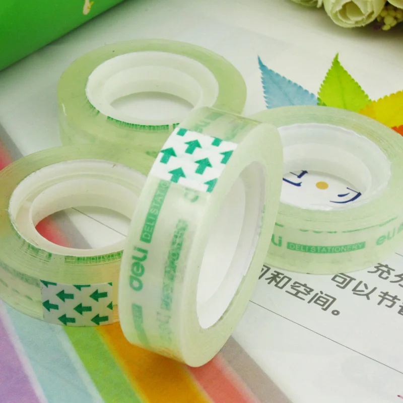 Free shipping deli 30015 stationery glue 1.2cm transparent tape small