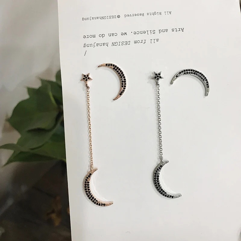 Серьги капельки в Корейском стиле с полумесяцем и звездой для девочек