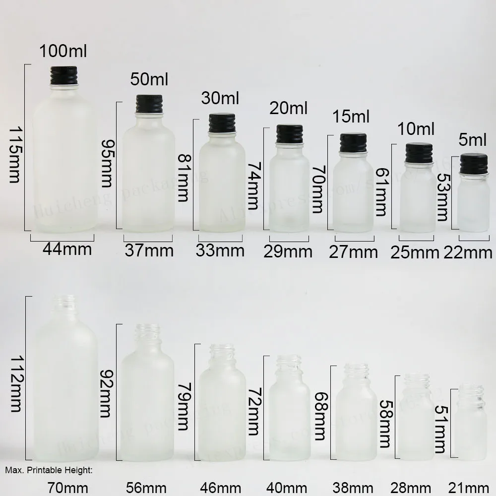 АКЦИЯ 100 мл 50 мл 30 мл 20 м 15 мл 10 мл 5 мл матированное стекло эфирное масло бутылку контейнеров с алюминиевые крышки 12 шт