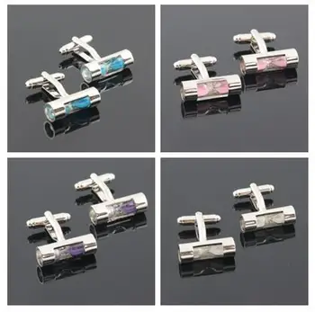 

20pairs/lot Hourglass Cufflinks Copper Sand Clock Glass Timer Sandglass Cuff Link 4 Colors Cuff Buttons Men Jewelry Accessory