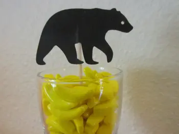 

Black Bear cupcake toppers birthday Party appetizer picks bridal baby shower wedding toothpicks decor