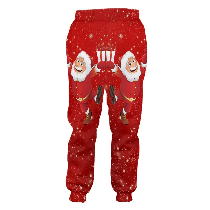 best sweatpants for men UJWI Snowflake Christmas 3D Printed Man Sweatpants Lovely Anime Santa Claus Mens Clothing Large Size Polyester Pants grey sweatpants