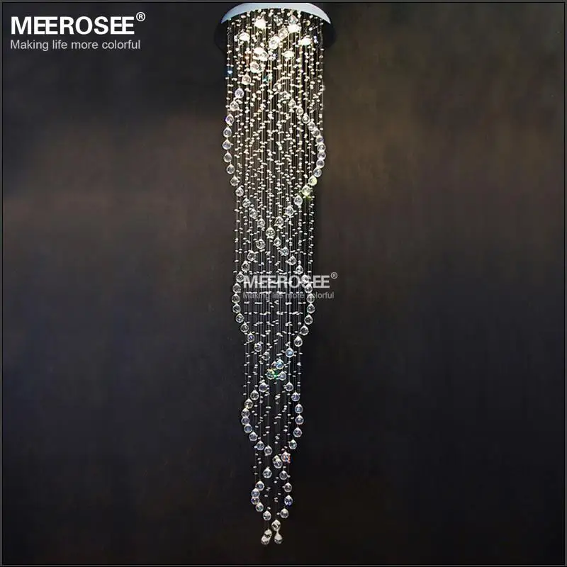 

Spiral Crystal Chandelier Light Fixture Long Crystal Stair Lamp Flush Mounted Stair Light Fitting for staircase villa
