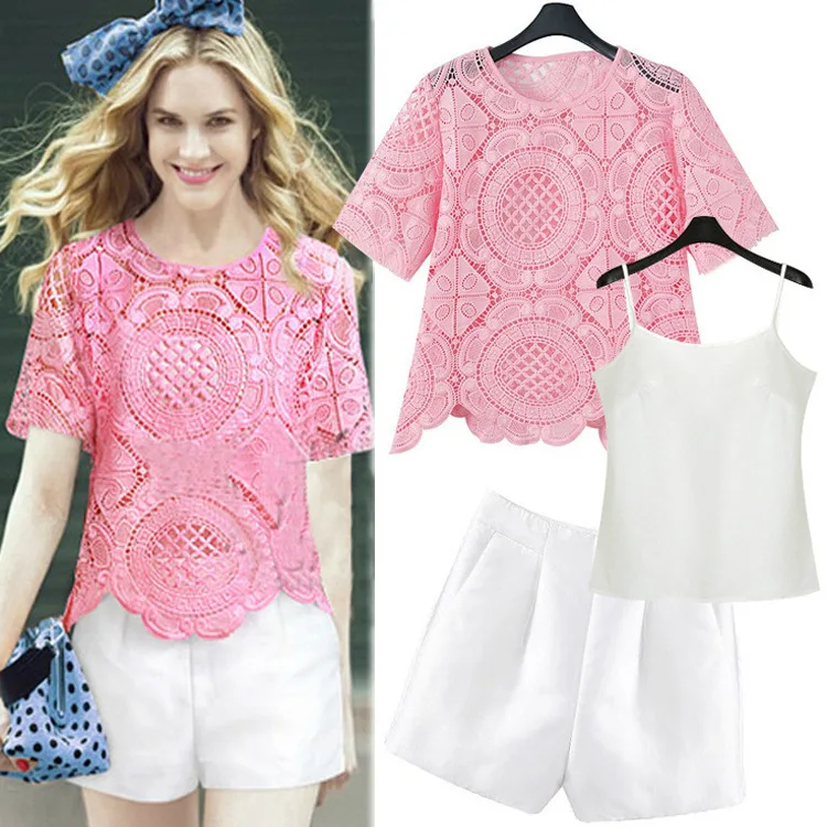 New 2015 European Style Women Clothing Sets 3 Pieces Sets Top And