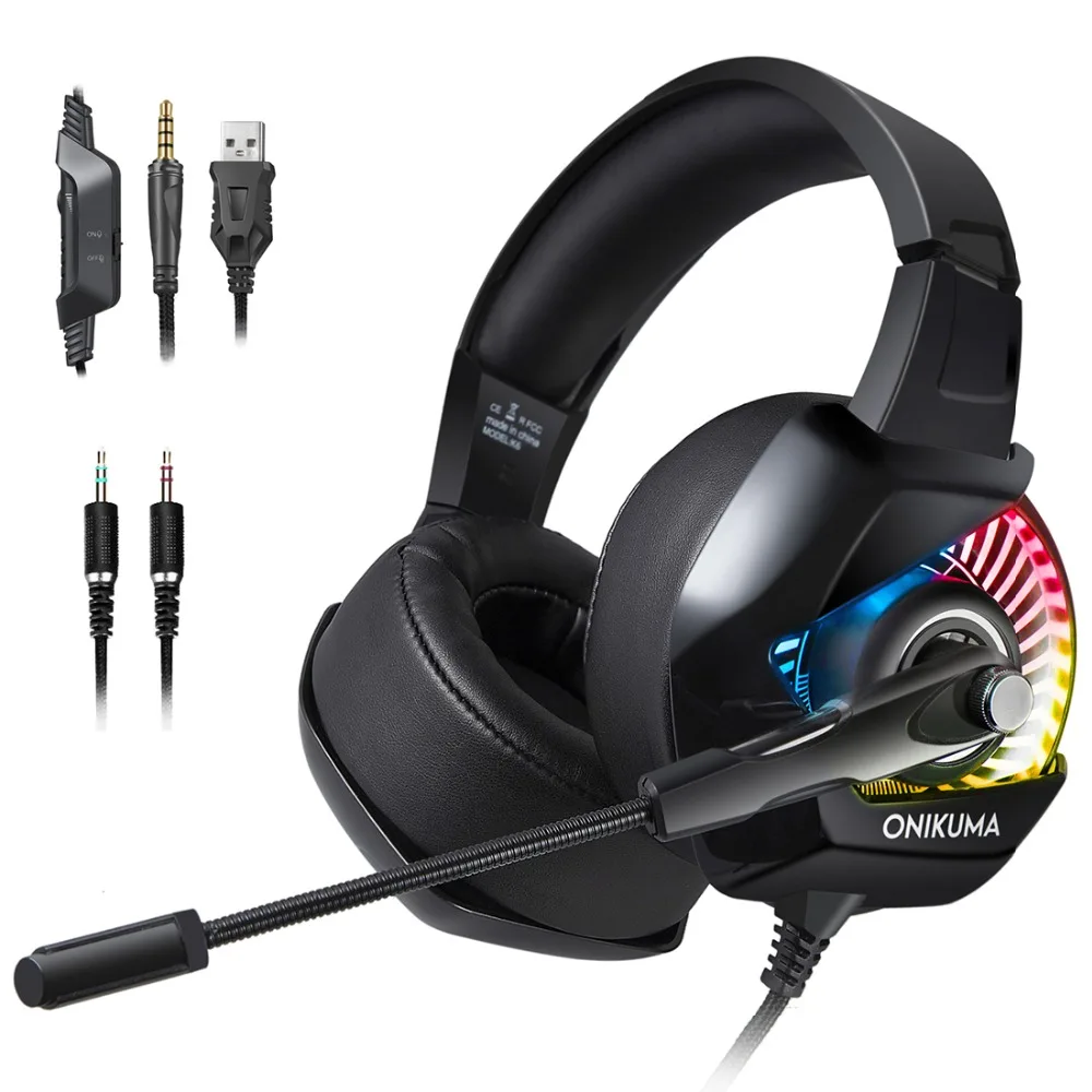 ONIKUMA K6 игровая гарнитура с микрофоном Casque PC Gamer Bass стерео наушники для PS4 Геймпад