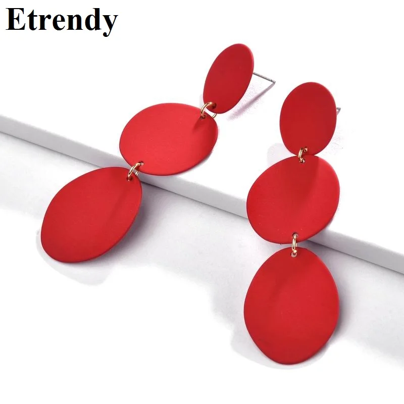 

Multi Layers Long Drop Earrings For Women Statement Big Earrings 2019 Fashion Jewelry Wholesale Red Irregular Round