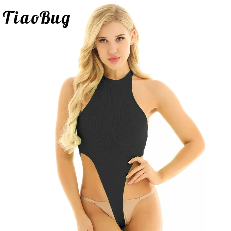 TiaoBug Лето для женщин модные однотонные цвет без рукавов стринги с высокой посадкой Горячая сексуальная боди Топы корректирующие
