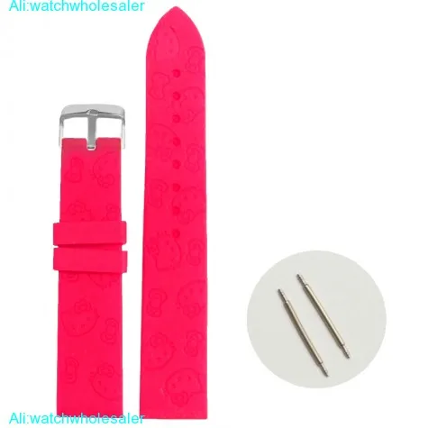 20mm Hot Pink Cartoon Silicone Jelly Rubber Lady Watch Band Straps WB1086L20JB