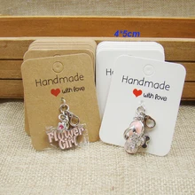 2017 New DIY Hand Made With Love Kraft Ring Card white prinited paper Display Pendent Card Custom Logo Cost Extra