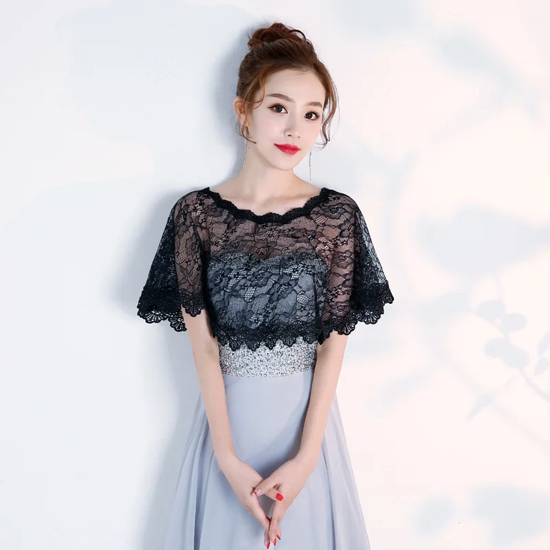 High Quality Lace Wedding Wraps Short Bridal Shawl Summer Lace Female Evening Party Capes Wedding Accessories Women's Jacket New