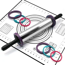 TPUSNOK Скалка Вертлюги Из Нержавеющей Стали булавка с силиконовым коврик для выпечки регулировочный ролик для теста пирога пицца печенье TPA77