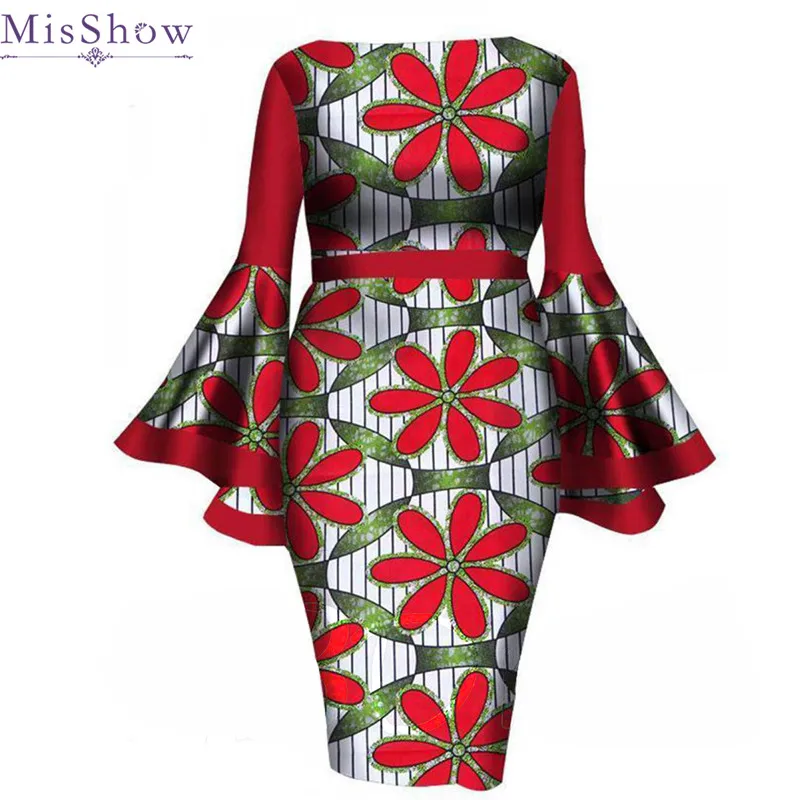 

Misshow Ethnic Plus Size Women Floral Dress African Flare Sleeve Printed Dress for Women Indie Folk Bodycon Dress Robe Femme