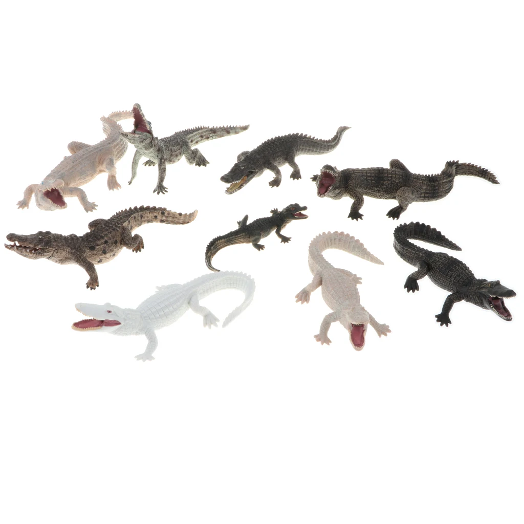  Lifelike Wild/ Forest Jungle Crocodile Animal Action Figure Models in Various Posture Toy Kids Learning Nature - 9 pieces