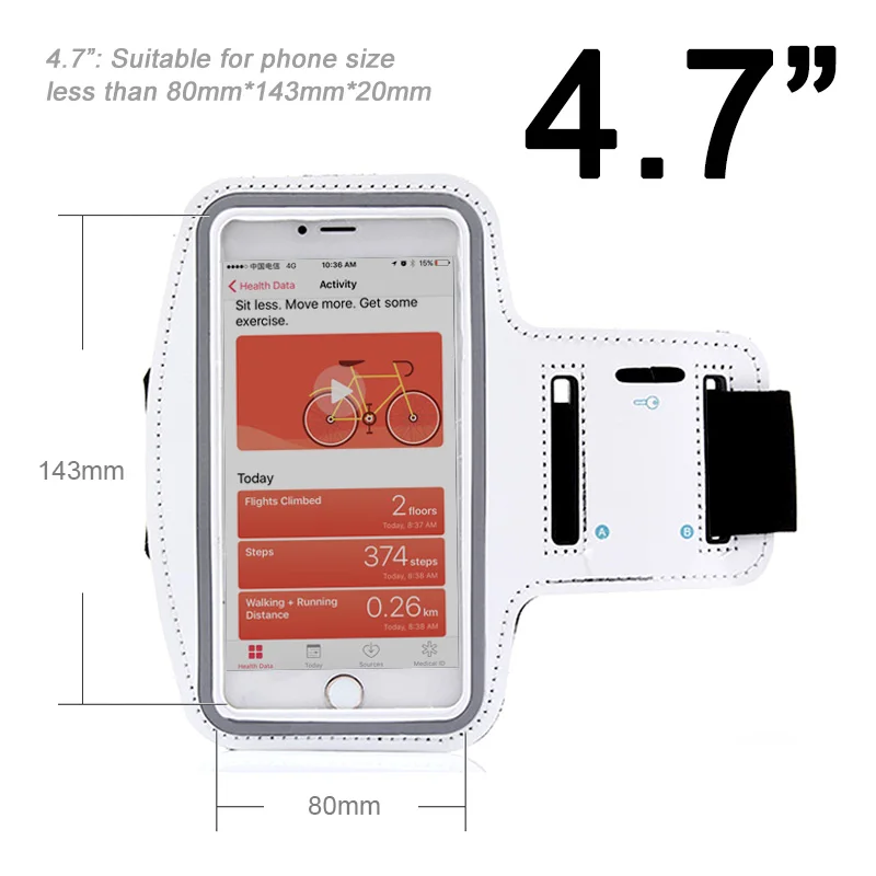 HORUG водонепроницаемый спортивный телефон нарукавник для iPhone xs max нарукавная Повязка-чехол для бега для смартфона держатель для телефона на руку мобильный телефон - Цвет: White 4.7