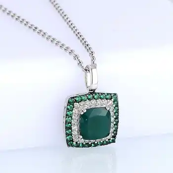 SANTUZZA Silver Jewelry Sets for Women Natural Green Stones White CZ Ring Earrings Pendant Set 925 Sterling Silver Jewelry