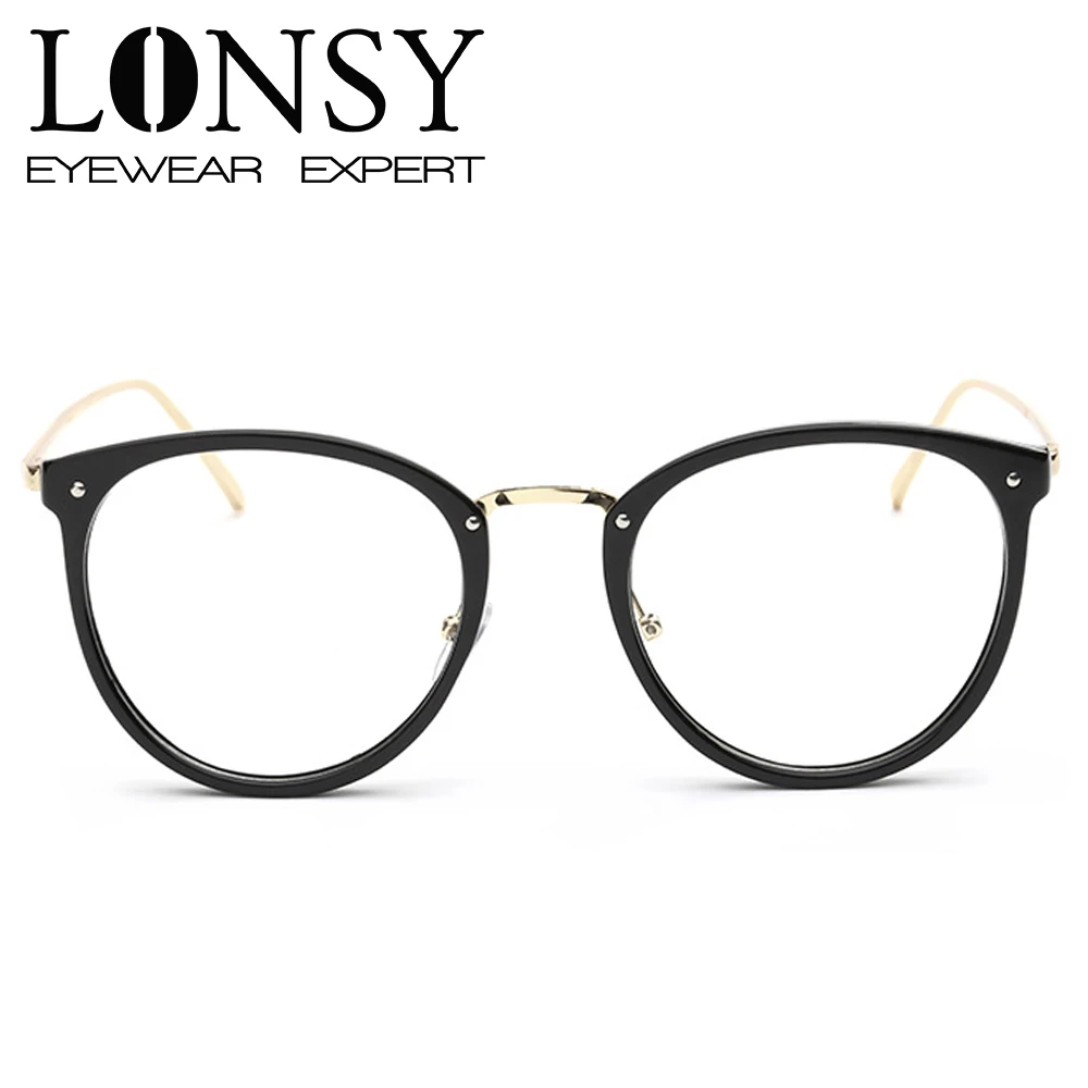 

LONSY Vintage Oversized Round Glasses Frame For Women Clear Fake Glasses Eyewear Oculos Optical Frame LS8128JC