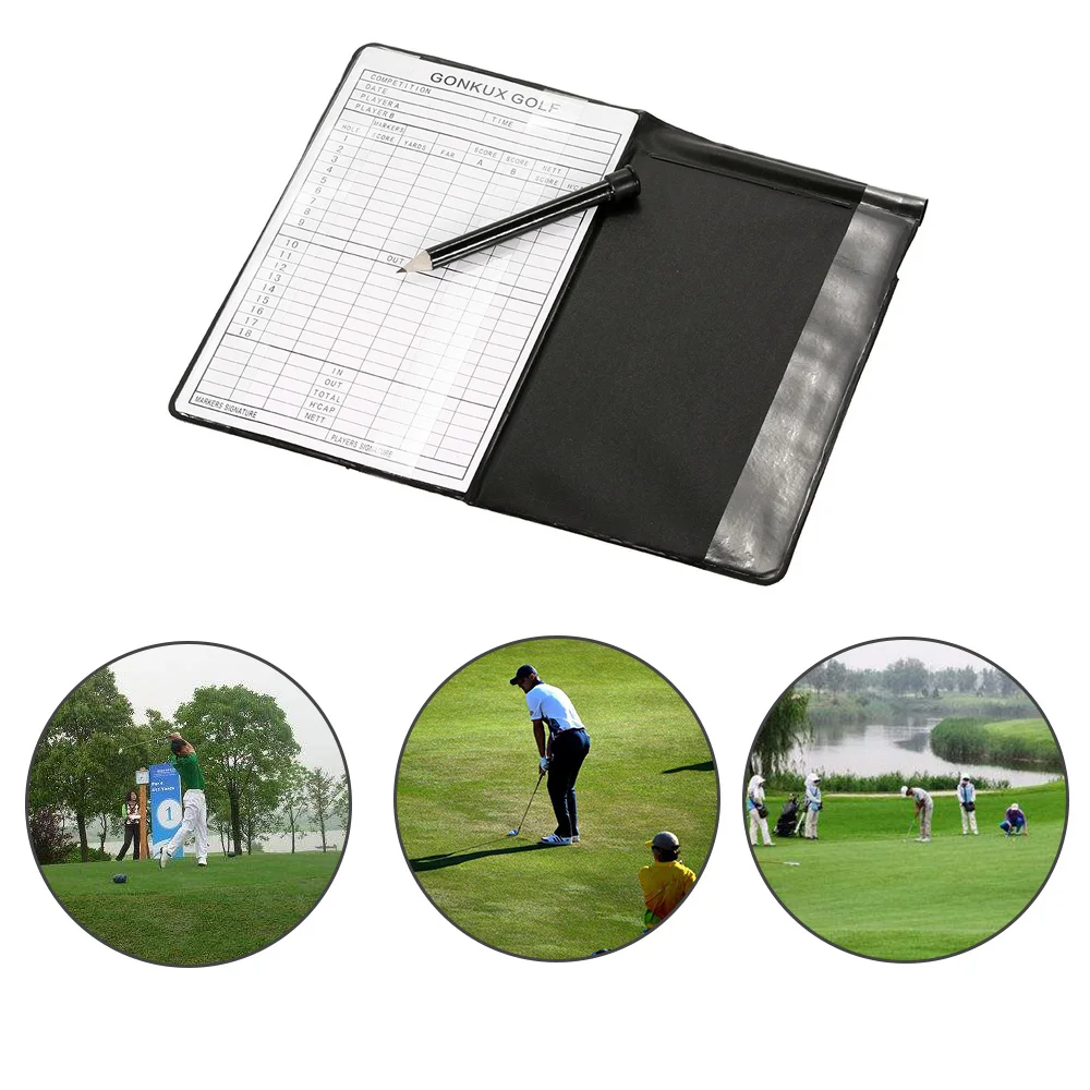 

Golf Score Card Holder Easy Carry Golf Score Tracking Card Stat Tracker Notebook Score Trackin Card Scorecard Holder with Pencil