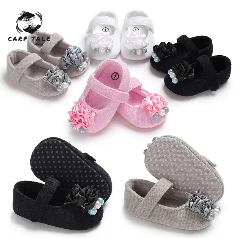 

2019 Selling Pearl flower Baby Girls Cotton First Walker Toddler Infant Soft Sole Shoes Soft bottom Bebe Girls Shoes