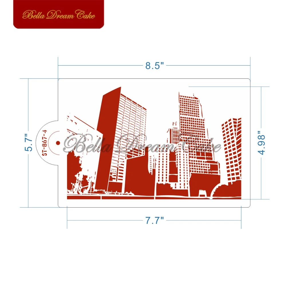 Современный бизнес-строительный трафарет, пластиковый трафарет для торта, трафарет для украшения торта, инструменты для ST-867-4
