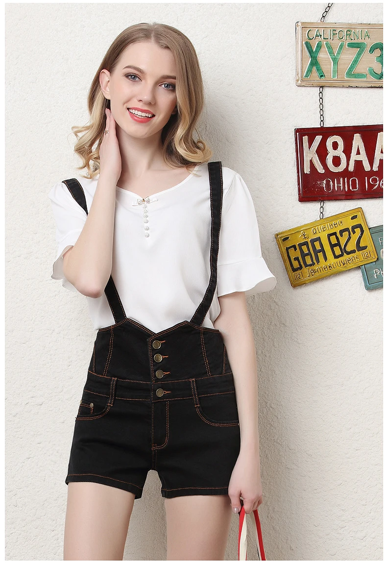 plus size overall shorts black