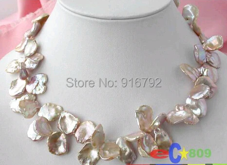 

YH@CS >>>HUGE 17" FOLIAGE LAVENDER KESHI REBORN PEARL NECKLACE