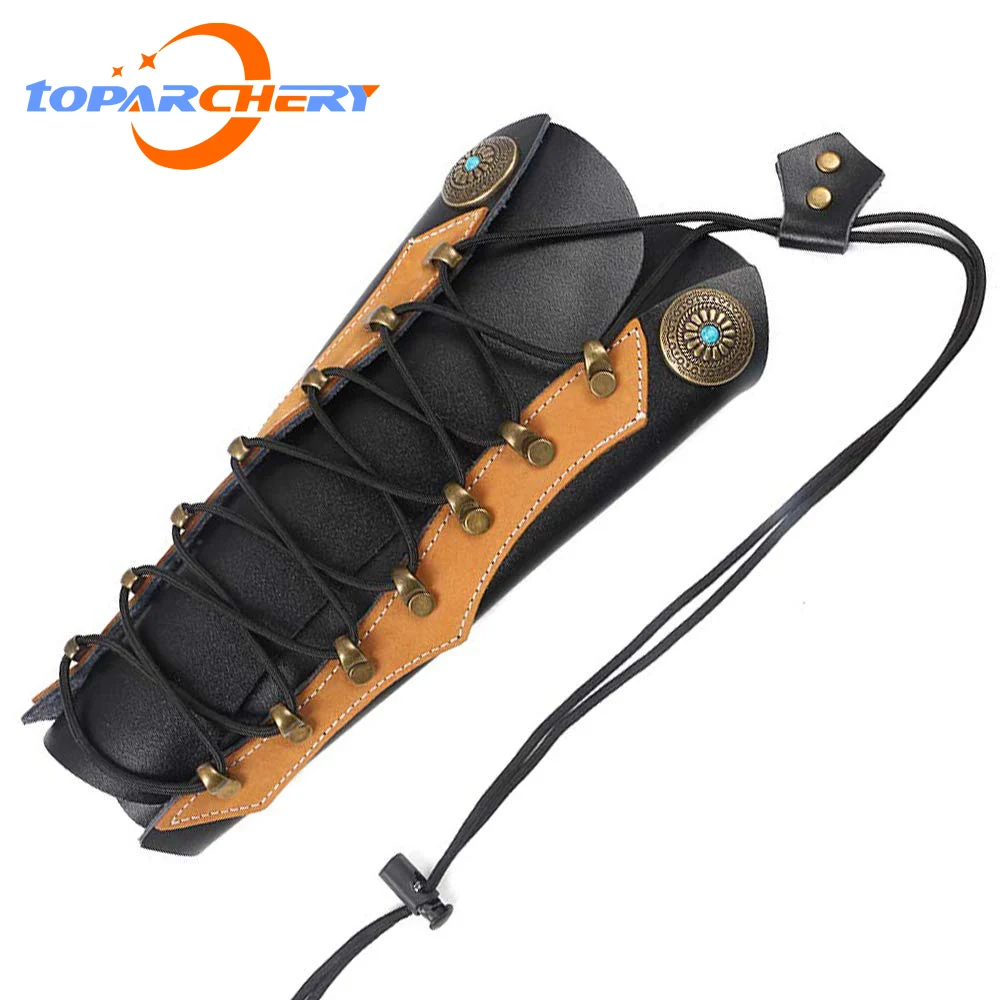 Archery Arm Guard Length 26cm with leather Safe 3 Strap Protection