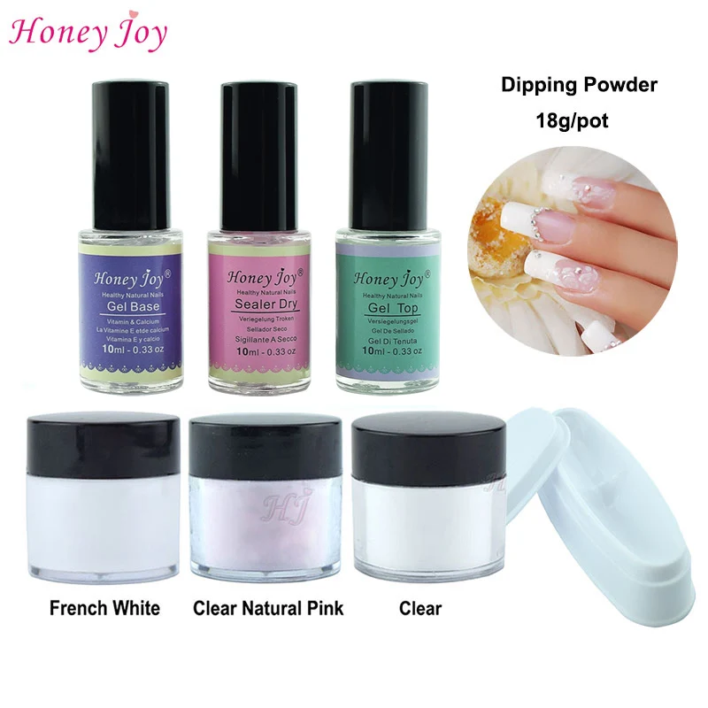 7 in 1 Dipping Powder Tool Kits Set 18g/Box French Manicure Pink White No Need Lamp Cure Dip