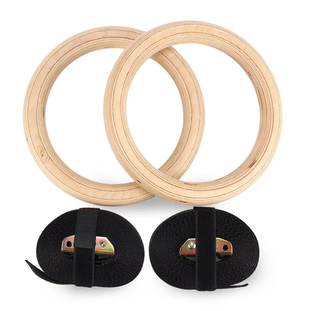 

Thick Adjustable Gym Birch Rings Max 250kg Load Anti-slip Upside Down Workout with Secure Buckle Wide Belt Strap Gym Crossfit