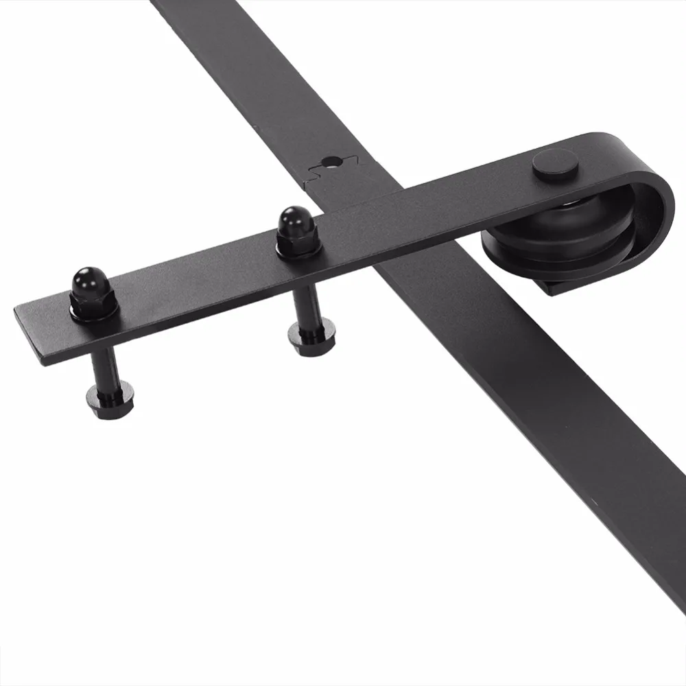 2 M pesados accesorios de puerta corrediza de Granero Hardware de la puerta de madera de acero de carril de deslizamiento de pista negro Kit de Hardware de la puerta accesorios - 6