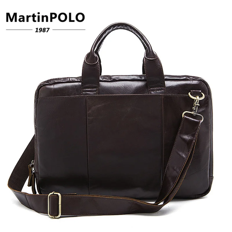 

Briefcase Male Messenger Bag men's Genuine Leather Bag for Document Men Shoulder travel Handbags satchel laptop 14 inch MLT8902