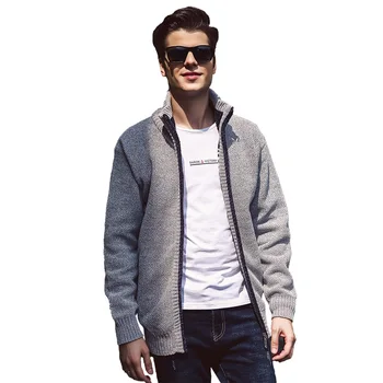 

KUYOMENS Cardigan Cotton Men Brand Clothing Zipper Fashion Winter Jacket Striped Stand Collar Sweater Men