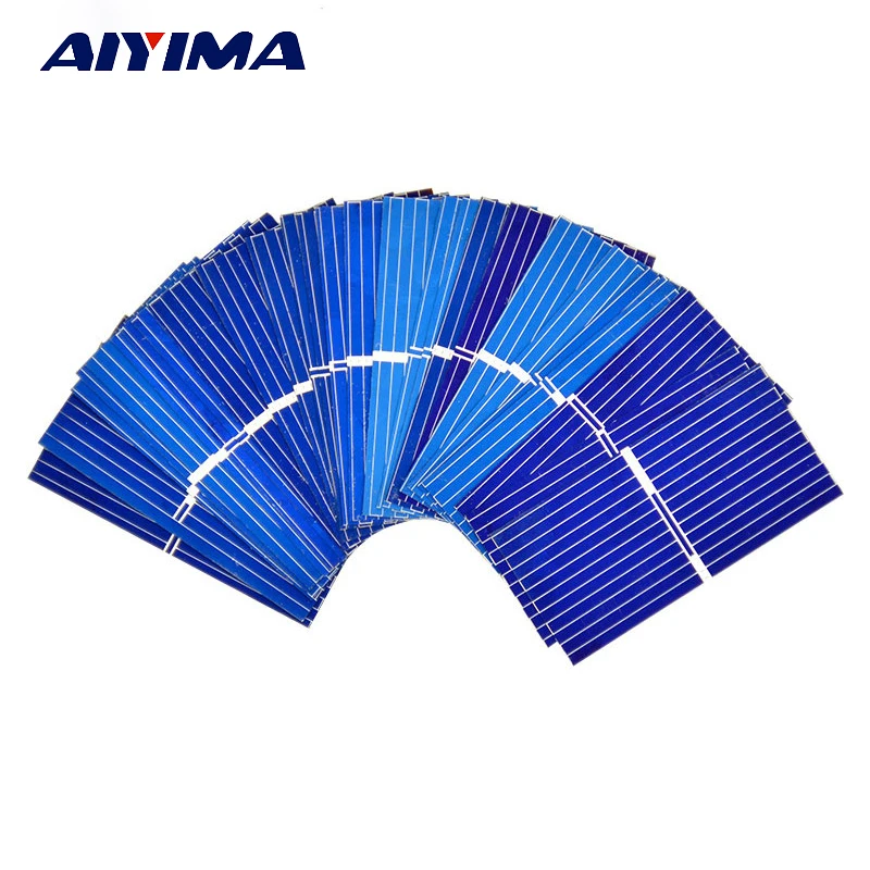 

AIYIMA 100pcs 0.12W 0.5V 0.24A 3919 39*19mm Polycrystalline Silicon Solar Panel Solar Cell DIY Charger Battery