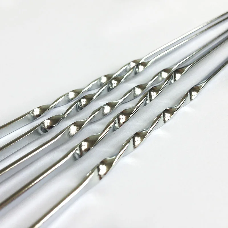 10pcs/lot Silver Metal BBQ Skewer Set for Chicken Kabob BBQ Skewers w/ Ring Hole Handle Flat Skewers Needle 45cm (17.7'')