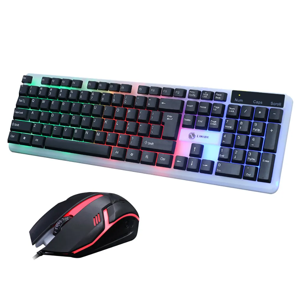 Rainbow Gaming Keyboard and Mouse Set T6 Backlight Ergonomic Usb for PC Laptop
