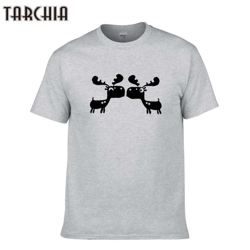 

TARCHIA New Fashion Brand Cotton T shirts Men Short Sleeve Design Summer Tops Tees Deer Print Casual Spring Tshirts For Man
