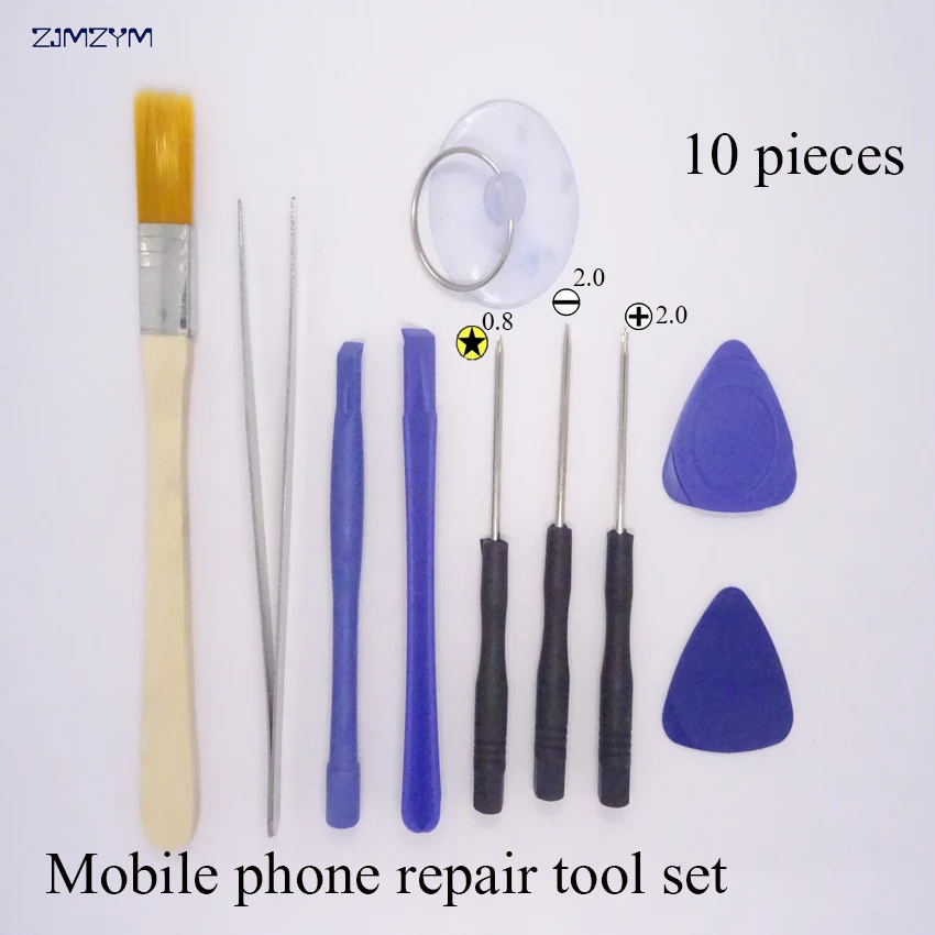 Hot sale 10 in 1 Mobile Phone Repairing Tool Kit Spudger Pry Opening LCD Repair Tools with 2.0MM\0.8MM star screwdrivers | Инструменты