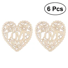 6 шт. деревянный полый вырез в форме сердца виниры ломтики творчество, рукоделие, декор Подвески Висячие бирки для рождественской елки Свадебная вечеринка