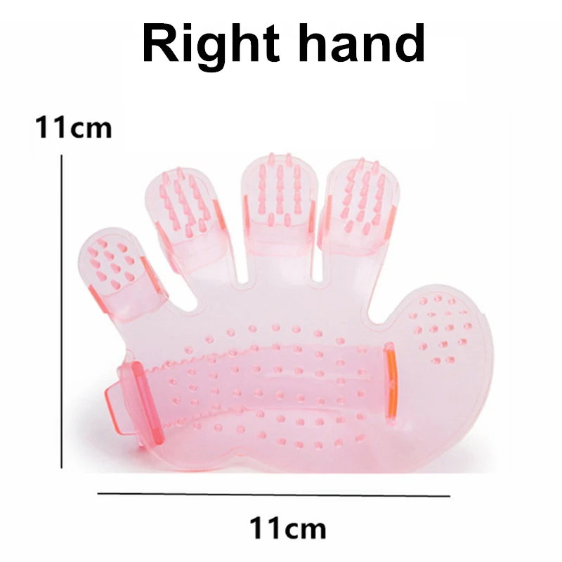 Pet Hair Brush Glove Cat Dog Massage Grooming Brush Comb Pet Bath Cleaning Brush Glove For Dog Cat Pet Supplies - Цвет: Pink-S