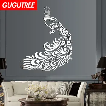 

Decorate 3D peacock bird art wall mirror sticker decoration Decals mural painting Removable Decor Wallpaper LF-1331