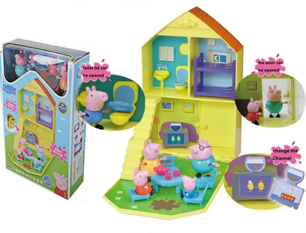 

100% Genuine peppa pig Children's toy George Peppa family house with peppa george dad mam Kids Birthday Christmsa toy gift Hot