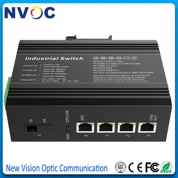 

10/100/1000M 1Fiber+4UTP(4RJ45 ),1310/1550,20km,SC,1000M Single Mode Simplex Unmanaged Industrial Fiber Optic Media Converter