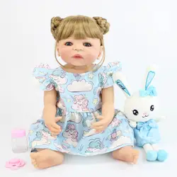BZDOLL 55 см полный силиконовый винил Reborn Baby Doll игрушка как настоящая новорожденная принцесса блондинка Младенцы Bebe купать Игрушки для девочек