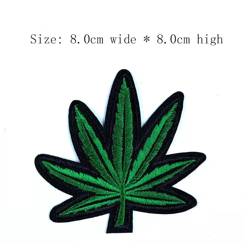 

Free shipping green leaf embroidery patch 8cm high iron on sew on MC emblemas for clothing on the jaket left chest