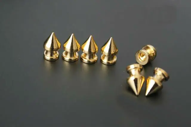 

DIY 50pcs Hot Sale 8*13mm Gold Sharp Top Screwback Rivet Punk Rock bullet studs and spikes for clothes tachuelas para ropa