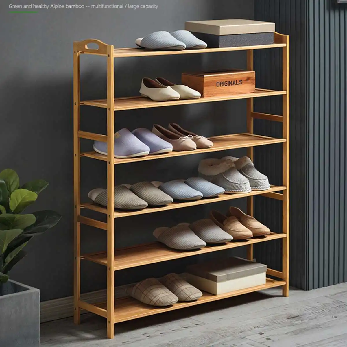 

3/4/5/6 Layer Shoe Rack Organizer Bamboo Shoe Stand Storage Shelf Home Door Multi-layer Simple Dustproof Shoe Cabinet