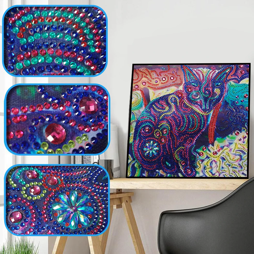 

2019 New Special Shaped Diamond Painting DIY 5D Partial Drill Cross Stitch Cat Crystal Rhinestone Of Picture Diamond Embroidery