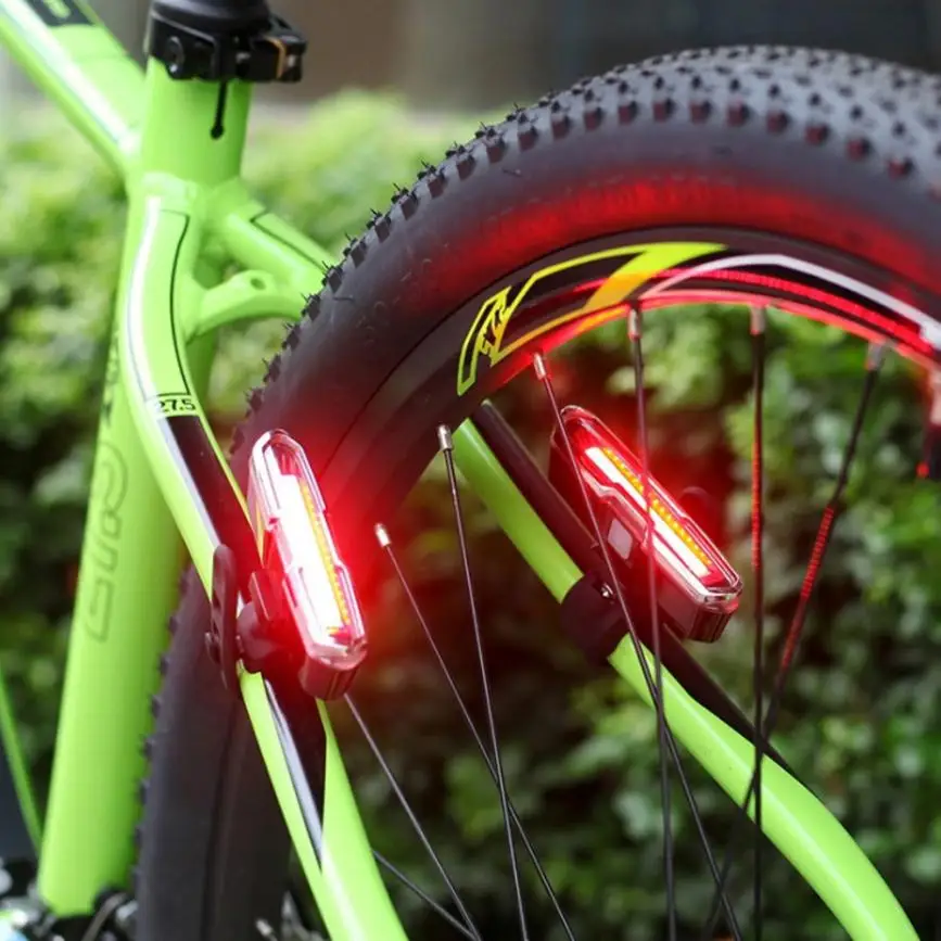 5 Modes USB Rechargeable COB LED Bicycle Bike Cycling Front Rear Tail Light Lamp 