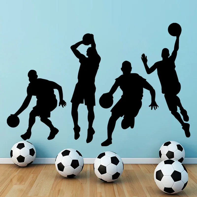 

ZOOYOO A Group Of Basketball Team Wall Decals Boys Bedroom Decorative Vinyl Removable Player Wall Sticker Home Decor
